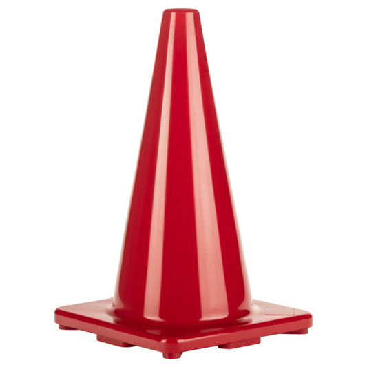 18 Inch High Visibility Flexible Vinyl Cone, Red