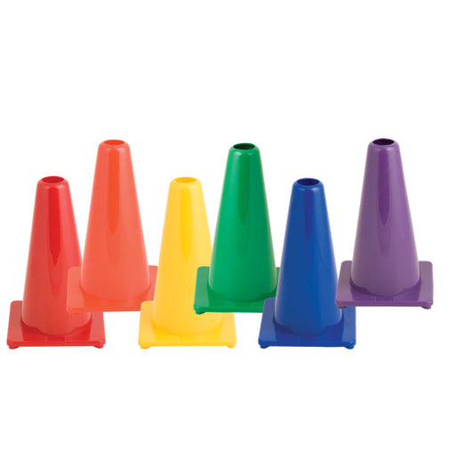 9 Inch High Visibility Flexible Vinyl Cones, Set of 6 Colors