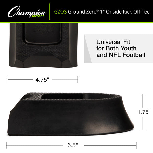 1 Inch Ground Zero Onside Kickoff Tee, Black