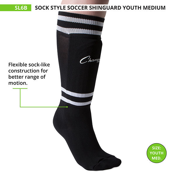 Sock Style Soccer Shin Guard Medium Black